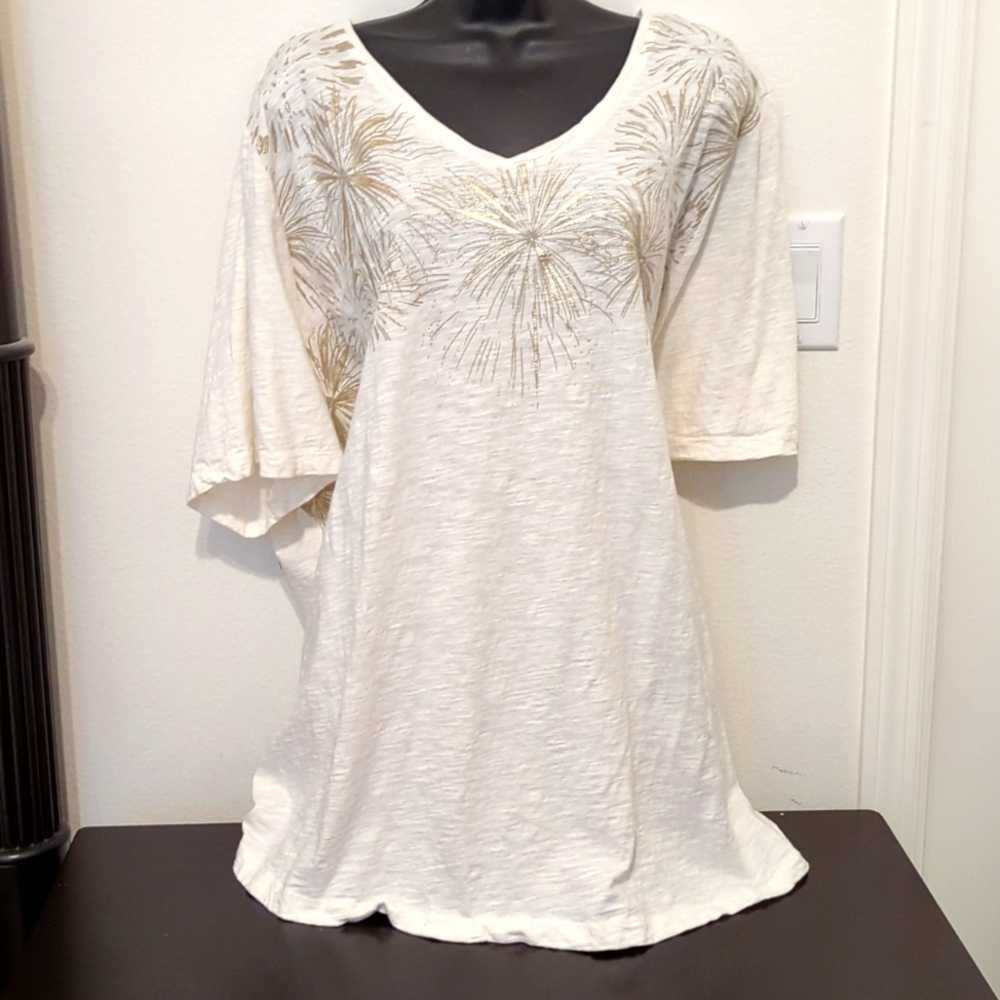 Catherines Holiday Festive Sparkle Top Shirt 3 X NWOT